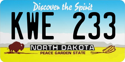 ND license plate KWE233