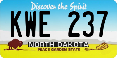 ND license plate KWE237