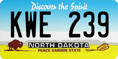ND license plate KWE239