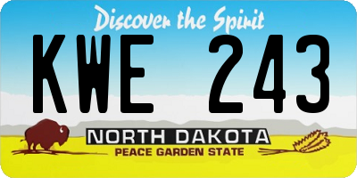 ND license plate KWE243