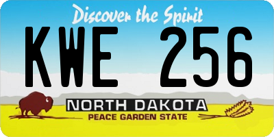 ND license plate KWE256