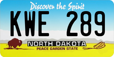 ND license plate KWE289