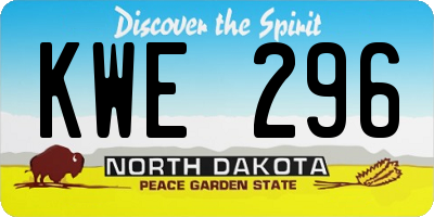 ND license plate KWE296