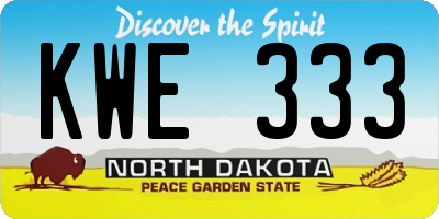 ND license plate KWE333