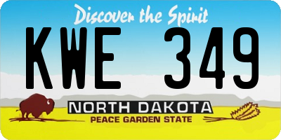 ND license plate KWE349