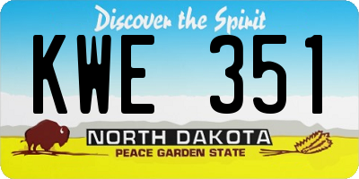 ND license plate KWE351