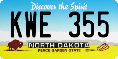 ND license plate KWE355