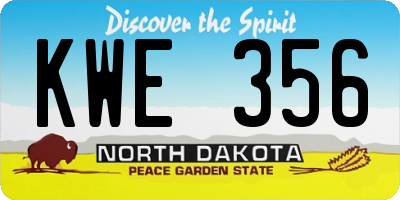 ND license plate KWE356