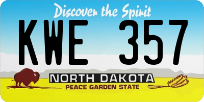 ND license plate KWE357