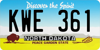 ND license plate KWE361
