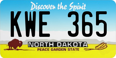 ND license plate KWE365