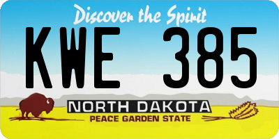 ND license plate KWE385