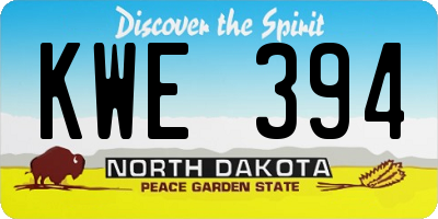 ND license plate KWE394