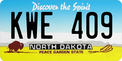 ND license plate KWE409