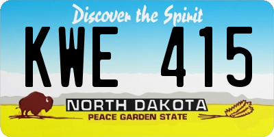 ND license plate KWE415