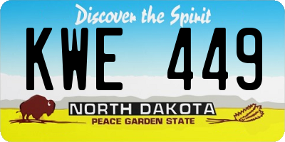 ND license plate KWE449