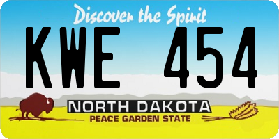 ND license plate KWE454