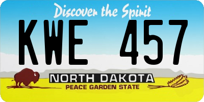 ND license plate KWE457