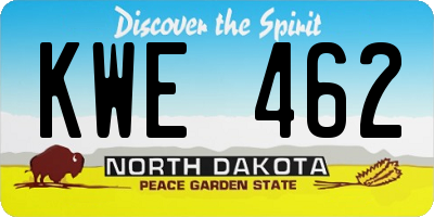 ND license plate KWE462
