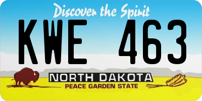 ND license plate KWE463