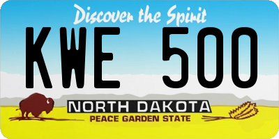 ND license plate KWE500