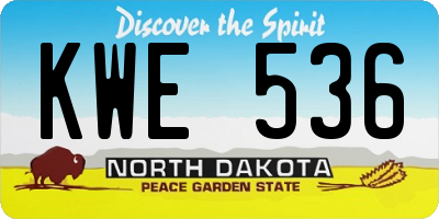 ND license plate KWE536