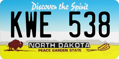 ND license plate KWE538