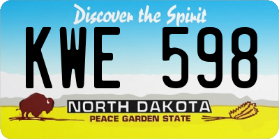 ND license plate KWE598