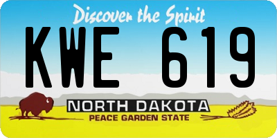 ND license plate KWE619