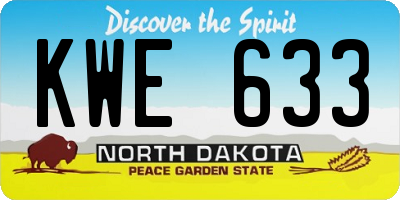 ND license plate KWE633