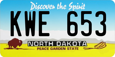 ND license plate KWE653