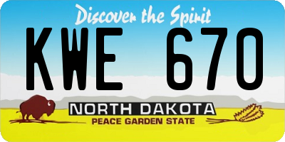 ND license plate KWE670