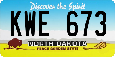 ND license plate KWE673