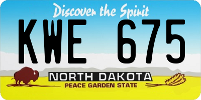 ND license plate KWE675