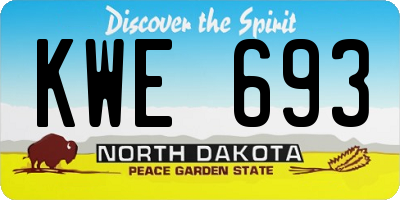 ND license plate KWE693