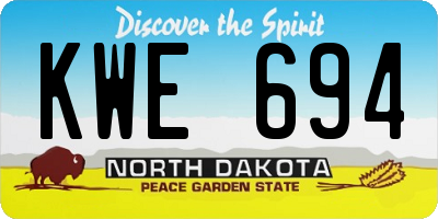 ND license plate KWE694