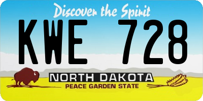ND license plate KWE728