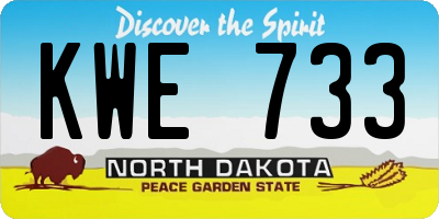 ND license plate KWE733