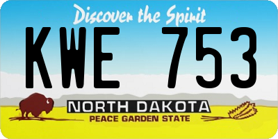 ND license plate KWE753