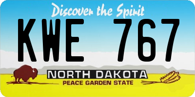 ND license plate KWE767