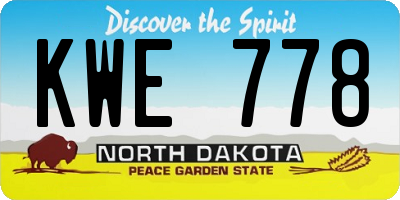 ND license plate KWE778