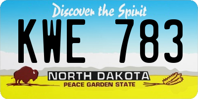 ND license plate KWE783