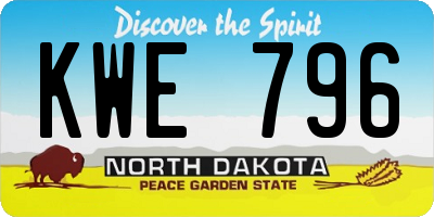 ND license plate KWE796