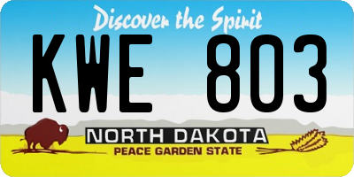 ND license plate KWE803