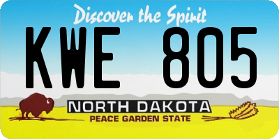 ND license plate KWE805