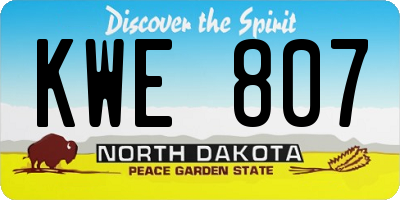 ND license plate KWE807