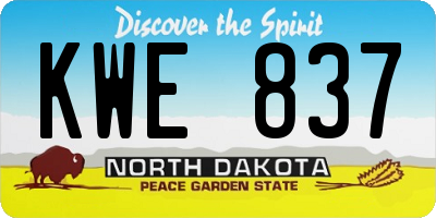 ND license plate KWE837