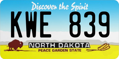 ND license plate KWE839