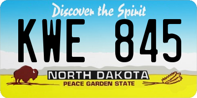 ND license plate KWE845