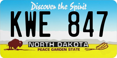 ND license plate KWE847